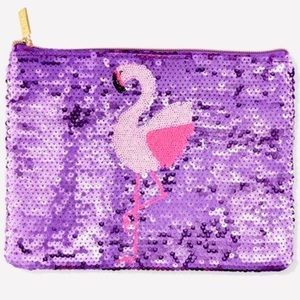 NIP Tarte Flamingo Sequin Zipper Cosmetics Bag